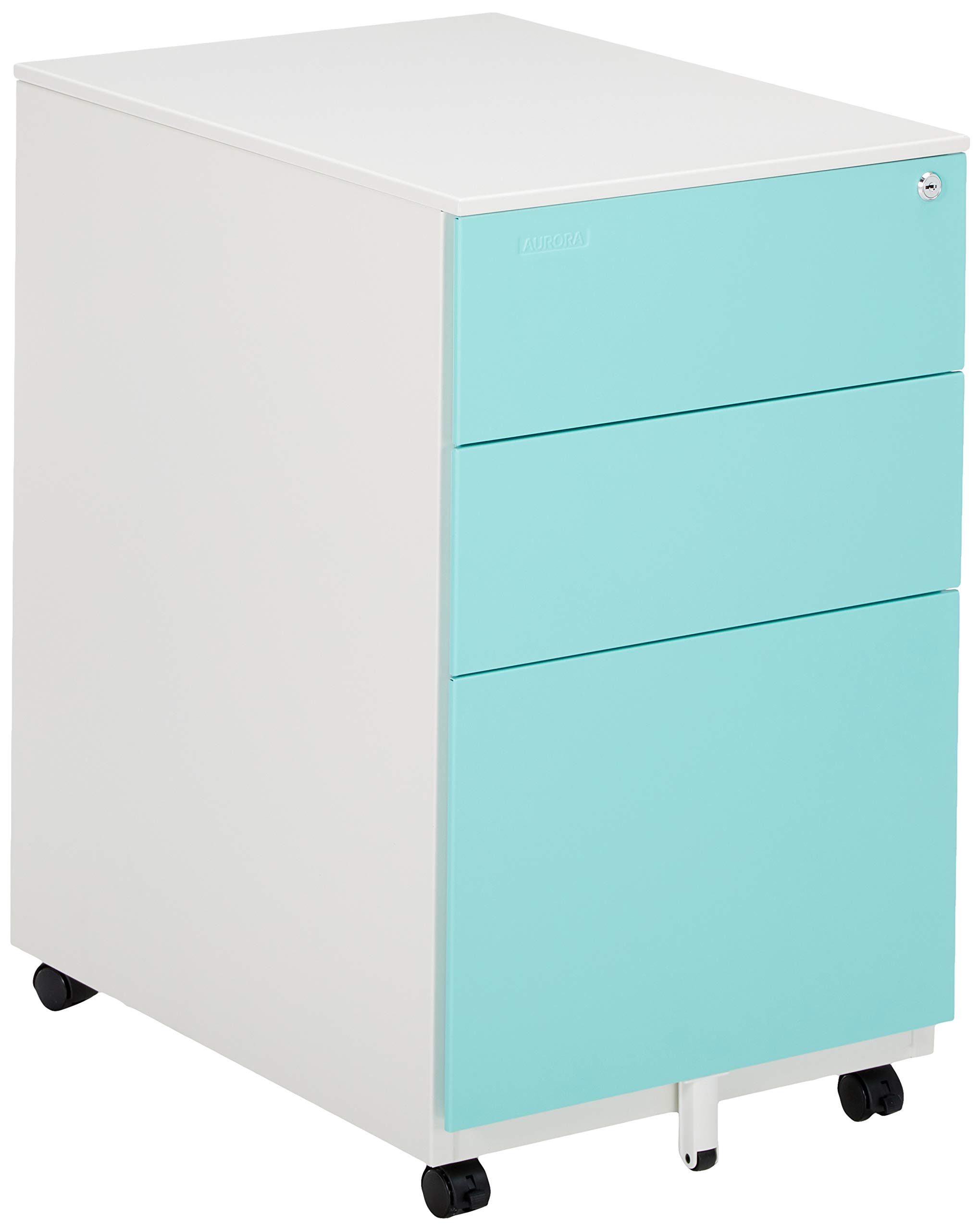 Aurora Fc 103bl Mobile File Cabinet 3 Drawer Storage Modern White Aqua Blue New 38572181315 Ebay