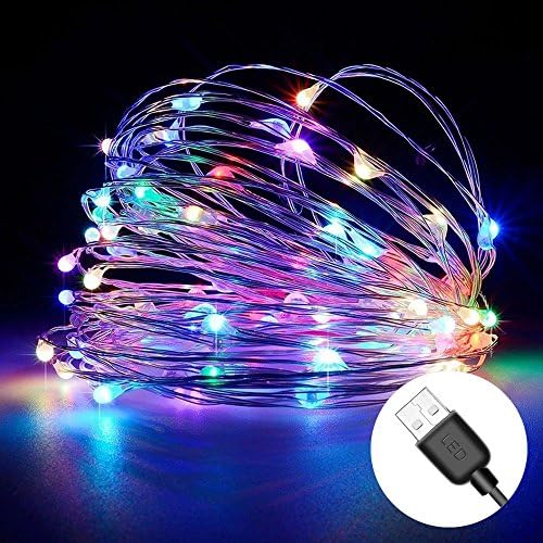 Excellenter LED String Lights ,33ft 100 LED Colorful Sliver Copper Wire Lights, USB Powered Waterprrof Fairy Lights for Bedroom,Party and Weddings Multi-color