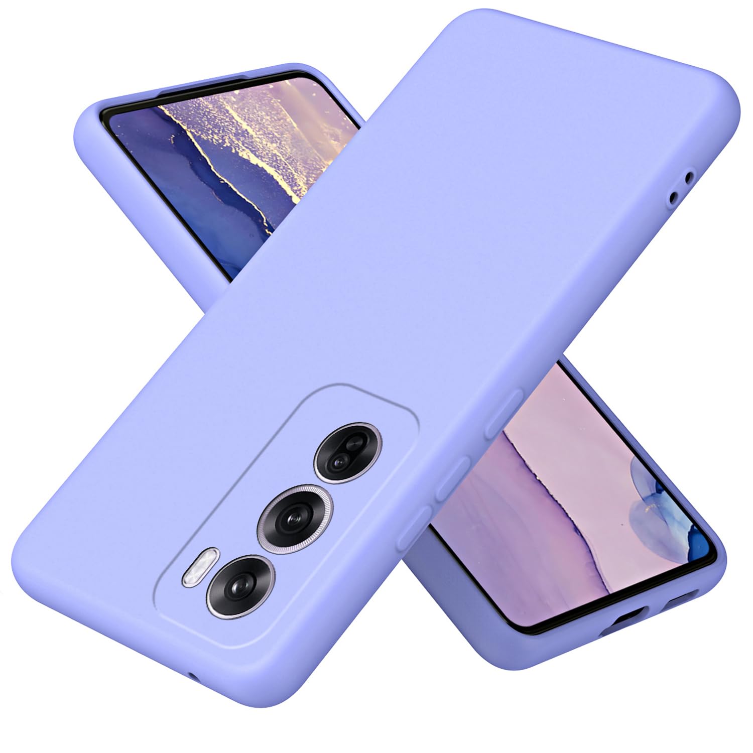 XINYEXIN Liquid Silicone Case for Oppo Reno 12 Pro 5G / Reno12 Pro 5G with Microfiber Lining Flexible Ultra Slim Fit Thin Back Cover Shockproof Protective Phone Case - Purple