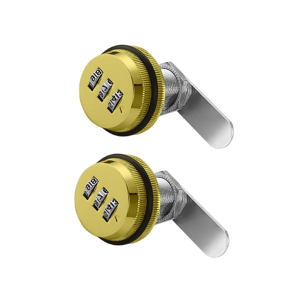 2 Pcs Zinc Alloy 3-Digit Code Combination Cam Lock, Gold Thickened Drawer Door Cabinet Mailbox Cam Locks Security Password Locks, 30mm