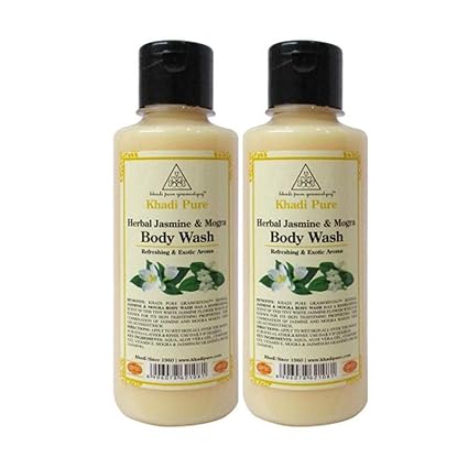 Khadi Pure Herbal Jasmine & Mogra Body Wash, 210 ml (Pack of 2)