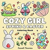 Cozy Girl Spring & Easter: Bold and Easy Coloring Book for Adults & Teens | Simple Objects and Cute Panel Art for Hygge and R