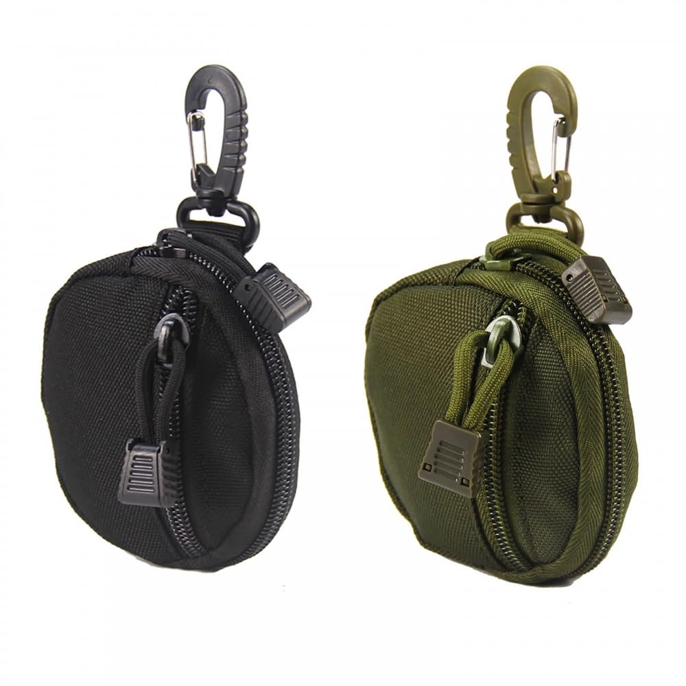 DONGKER 2 Pcs Tactical Coin Purse, Military EDC Pouches with Hook Pouch Tactical Accessories Case for Wireless Helmet Keychain Wallet Case Key