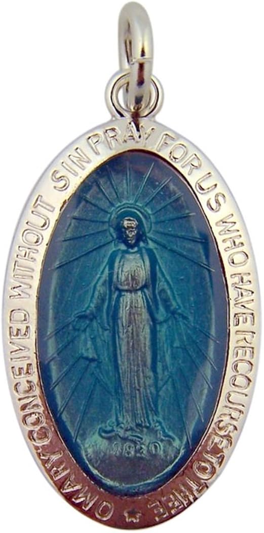 blue virgin mary necklace