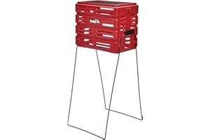 Tourna Ballport Tennis Ball Hopper Holds 80 Balls Durable and Lightweight – Red