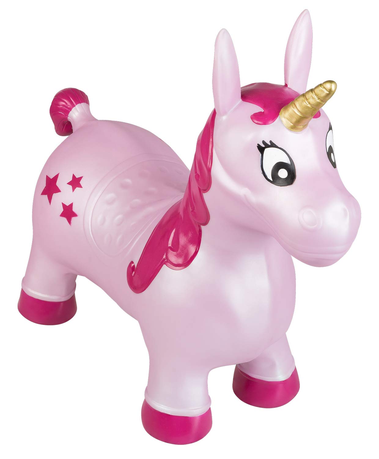 Idena 40133 Unicorn Pink with Stars Includes Air Pump Load 50kg Perfect for Indoor and Outdoor Use in Park or Nursery Approx. 59 x 23 x 53 cm