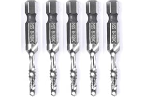 szgate 5PCS Combination Drill Tap Bit Set Screw Tapping Hex Shank HSS MetricImperial Plug Drill Bits Hand Tools 8-32NC, 8-32NC( 4.2mm)