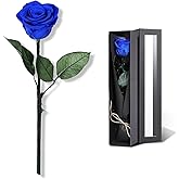 Blue Flowers for Delivery Prime, Preserved Blue Roses Flower Gifts for Women, Real Roses Single Rose Gifts for Her, Mom Birthday Gifts from Daughter, Valentines Flowers