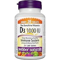 Webber Naturals Vitamin D3 1000 IU, 260 Tablets, For Healthy Bones, Teeth, and the Maintenance of Good Health