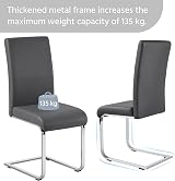 Yaheetech Modern Set of 4 Dining Chairs Leather PVC Chair with Metal Legs Dark view 9
