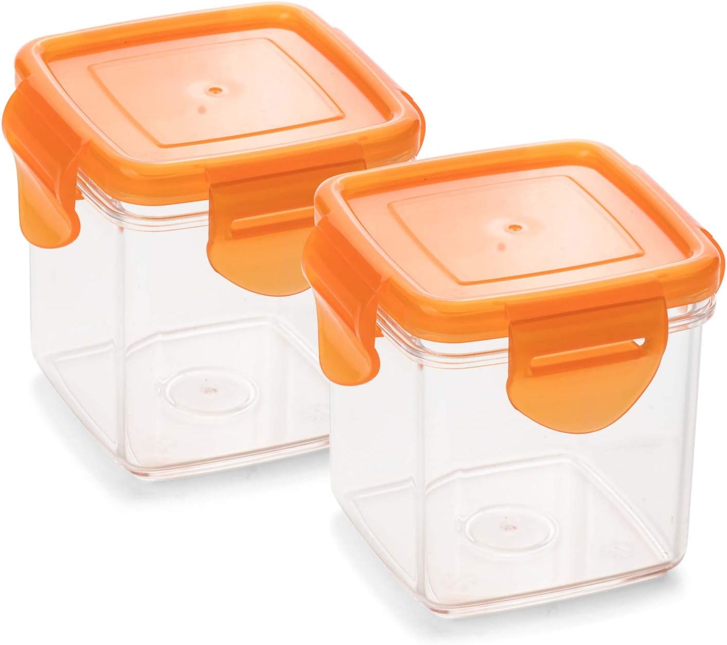 Genius Nicer Dicer Magic Quick Auffangbehälter inkl. Frischhaltedeckel in orange 200ml (4 Teile) Auffangbox Auffangdose Dose - zum Hineinschneiden, Aufbewahren und Transportieren