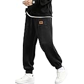 PLEPAN Mens Spring Corduroy Pants Casual Cargo Joggers Tapered Baggy Sweatpants Drawstring Elastic Waist Pants with Pockets