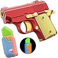 Dreamplay Fidget Toy Gun Set, 2Pcs 3D Plastic Mini 1911 Fidget Gun Knife Toy Adults Slider, Gravity Gun Toy Nice Gifts for Kids Adults Suitable for Relieving ADHD, Anxiety (Red Luminous)