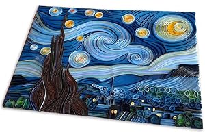 QNQA Paper Filigree Painting Kit, Starry Night - Van Gogh, Quilling Kits for Adults Beginner, Paper Quilling Kit Comes with Nine Tools, with Basemaps, DIY Quilling Paper Kit Wall Art Decor,8.26x11.7in