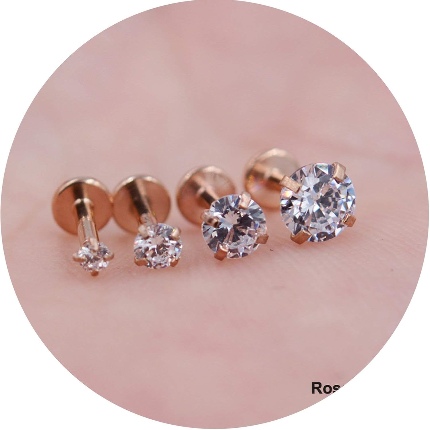 1pc/lot 16G 6mm Round Clear Stone Nose Piercing Labret Ear Helix Lip