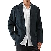 CLSEN Blazer for Men Lightweight Linen Cotton Regular Fit Sport Coat One Button Casual Business Wedding Jacket