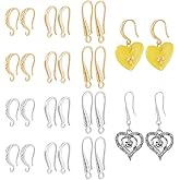 PH PandaHall 36pcs French Earring Hooks Fish Hook Ear Wires, 3 Styles Brass French Ear Wires Dangle Earring Findings with Loop for Women DIY Earring Jewelry Making, Gold and Silver