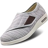 Womens Stylish Diabetic Shoes with Arch Support,Extra Wide Widths Walking Edema Sneakers Adjustable Strap Easy On/Off with 3 Pairs Insoles Replacement for Support Swollen Feet