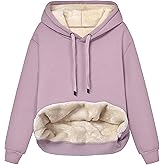 Gihuo Women's Winter Warm Hoodie Sherpa Fleece Lined Pullover Hoodie Hooded Sweatshirt
