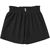 Ecolala Girls' Casual Ruffled Paperbag Waist Shorts Elastic Summer Wide Leg Shorts