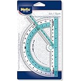 Helix - Swing arm Protractor - 180 Degree - Transparent | Ideal for Students - Shatter-Resistant Build - Exact Geometry Drafting - Classroom Math Use - Dual-Graduated Scale