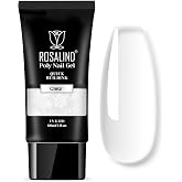 ROSALIND Clear Poly Nail Gel 2oz, Builder Enhancement Nail Extension Gel | 60g/2oz Clear Poly Nail Gel, Long-Lasting, Easy to Shape, Quick Drying UV/LED Lamp Curing Extension Gel for Beginner&amp; Salon