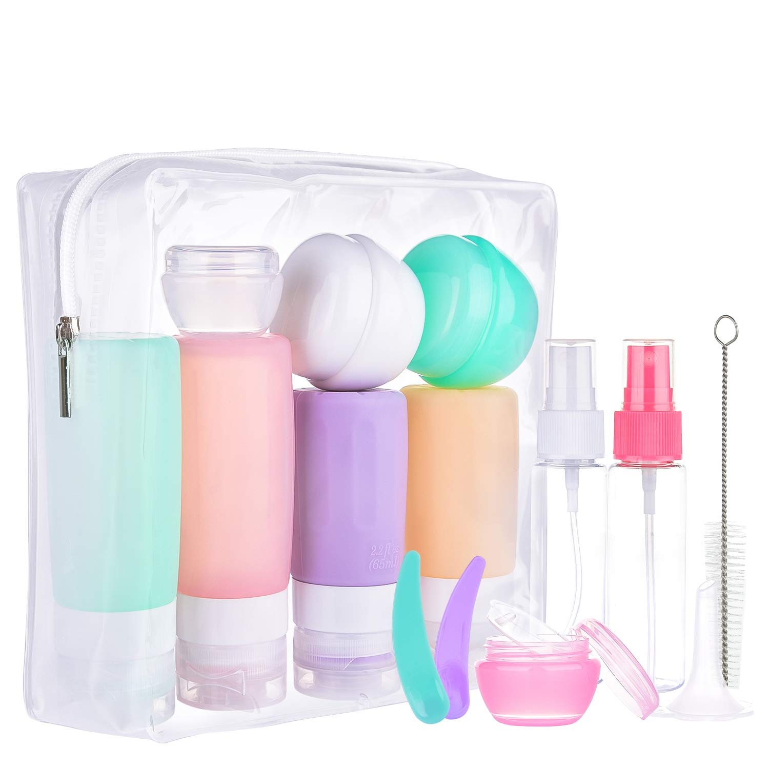 MorfoneSilicone Travel Bottles, Travel Bottle, 16 Pieces, Silicone Travel Bottles Set, TSA Approved Leak Proof Travel Bottle Set for Shampoo, Lotion, Conditioner, Shower Gel, BPA-Free, Orange, L,Global Recycled StandardGlobal Recycled StandardGlobal Recycled Standard