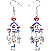 LONYOO Acrylic Funny Ambulance Car Earrings Dangling Layered Hospital Doctor Gifts for Women Doctors Nurses Physician Assistant