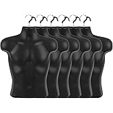 Lallisa 6 Pack Male Mannequin Torso Dress Form T Shirt Display Half Mannequin Body Rounded Waist Hollow Back Body with Hangin