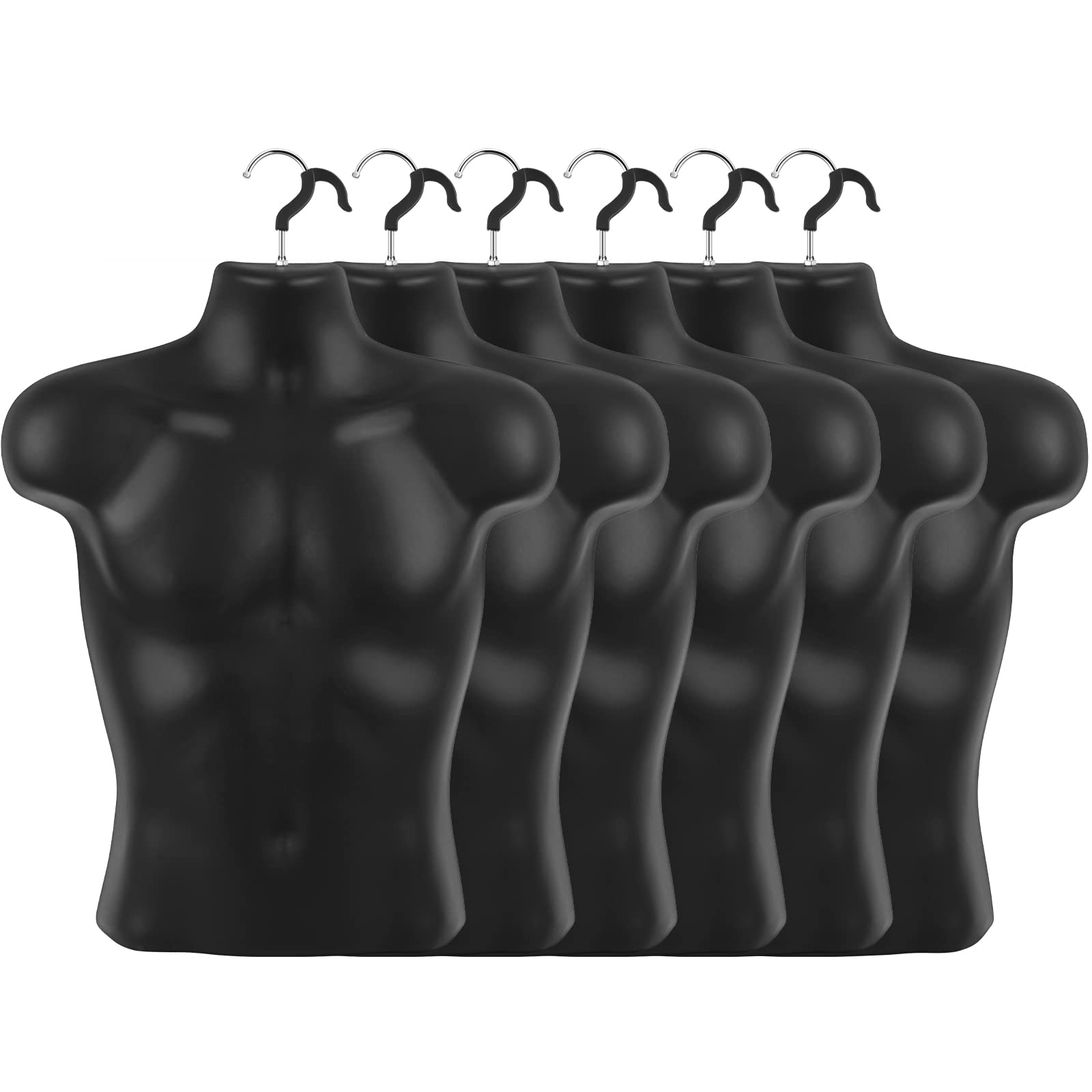 Photo 1 of Lallisa 6 Pack Male Mannequin Torso Dress Form T Shirt Display Half Mannequin Body Rounded Waist Hollow Back Body with Hanging Hook for Clothes Display Suit Shows Photos or Design Sewing