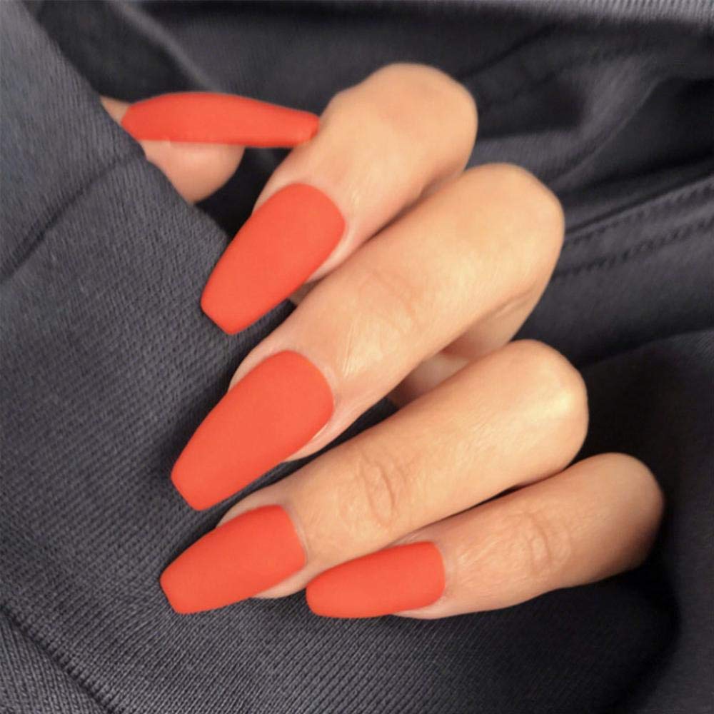 Amazon Com False Nails 24 Pcs Matte False Nails Full Cover