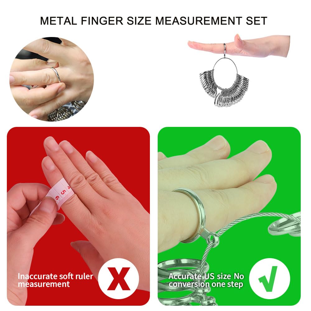 Ring Sizer Measuring Tool Metal Ring Mandrel Ring Measurer and Ring Sizer Women Men Ring Sizing Kit Finger Ring Size Measure Jewelry Measurement