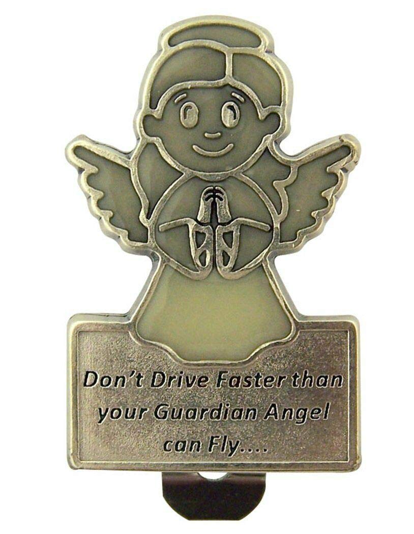 RIF Store Glow in The Dark Don't Drive Faster Guardian Angel Visor Clip, 2 Inch #A-1-1203