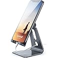 Lamicall Adjustable Cell Phone Stand, Desk Phone Holder, Cradle, Dock, Compatible with Phone 12 Mini 11 Pro Xs Max XR X 8 7 6 Plus SE Charging, Office Accessories, All Android Smartphone - Gray