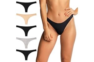 INNERSY Women's Breathable Cotton Thongs Basic G-Strings T-Back Underwear 5-Pack
