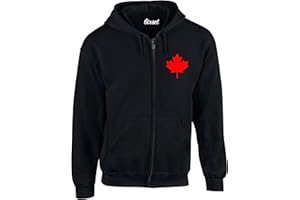 6ixset Canada Zip Up Hoodie – Maple Leaf Crest Sweatshirt – Canadian Flag Hoodie – Mens Fleece Hoodie