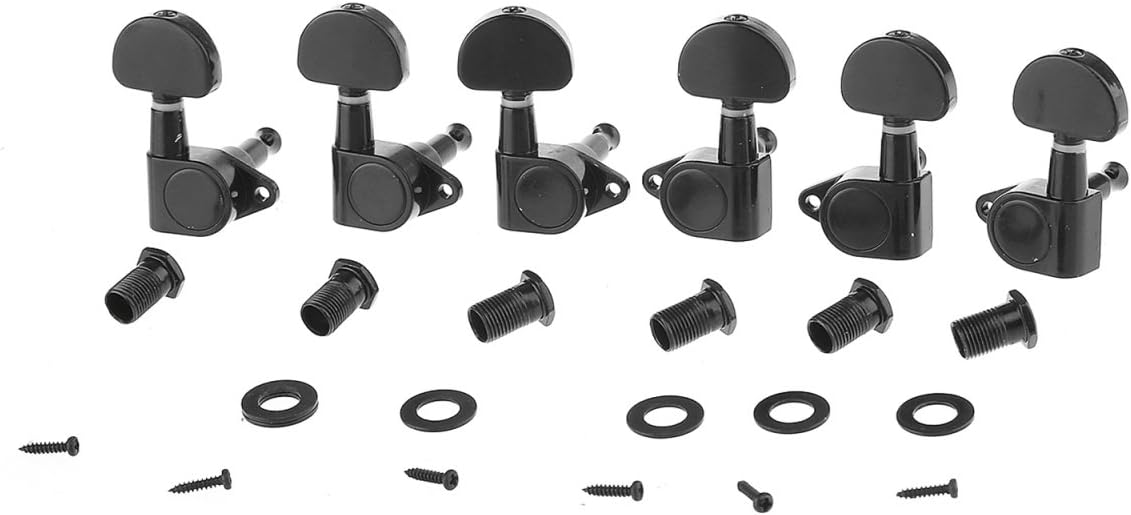 Musiclily 3x3 Epi Style Sealed Guitar Tuners Tuning Pegs Keys Machine Heads, Half Moon Button Black