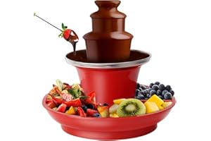 Fondue Fountain | Chocolate Fondue with Fruit Tray,24cm Stainless Steel Chocolate Fountain, Reusable Kitchen Tool for, Candy,