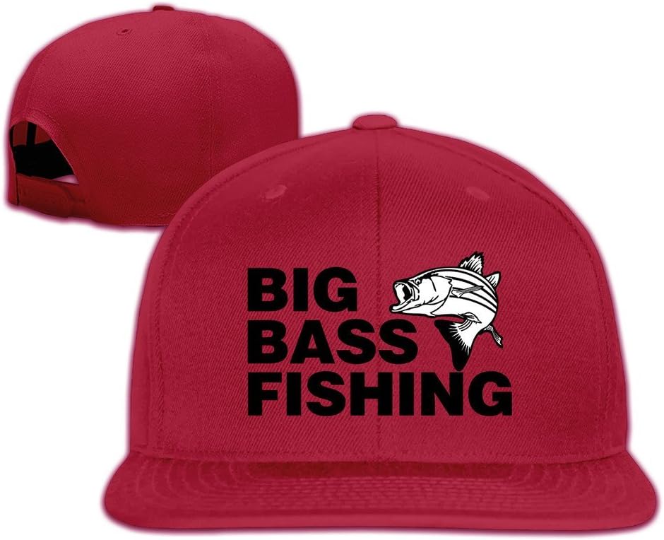 Big Bass Fishing Funny Fishing Snapback Hats Flat Brim Baseball Hat