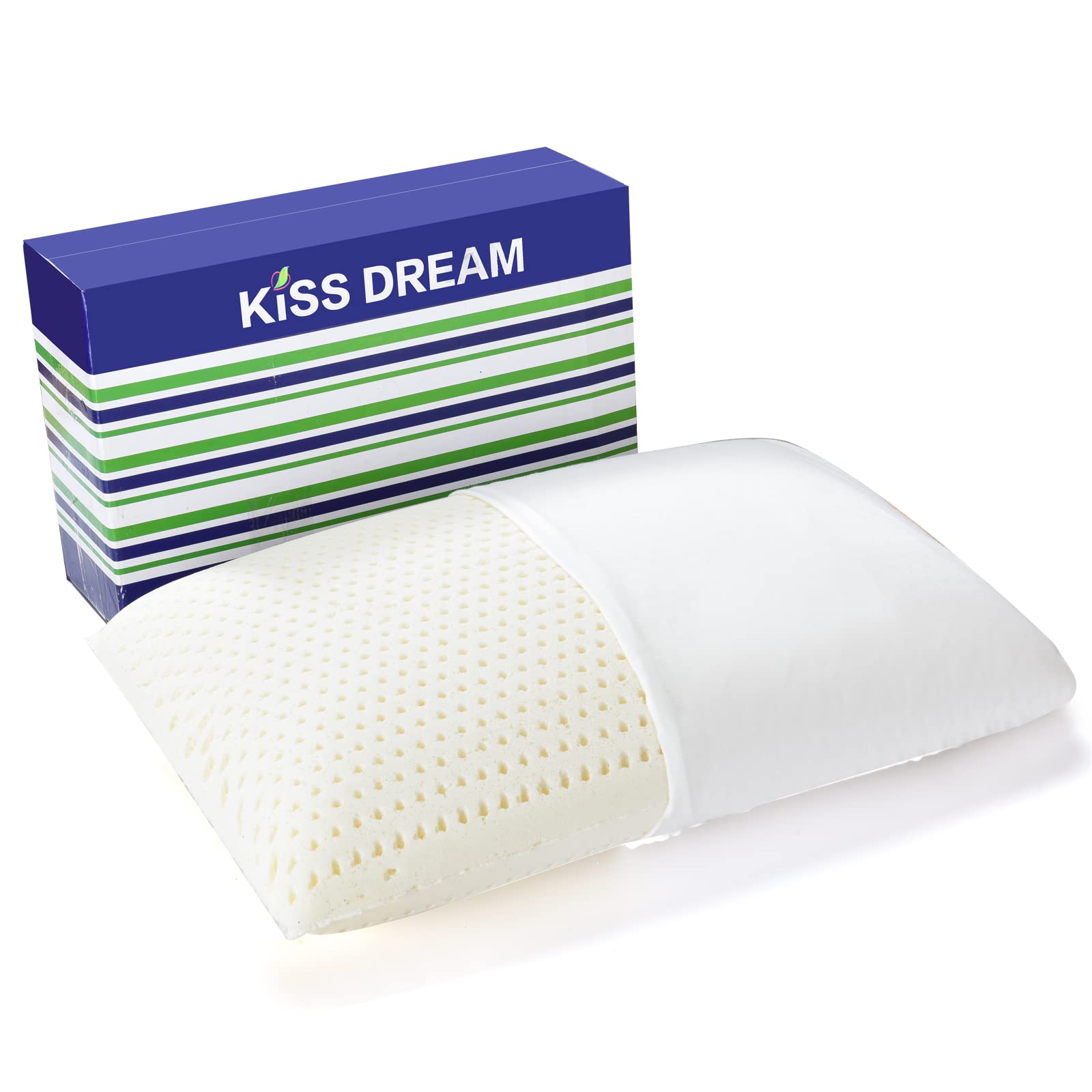 Photo 1 of Kiss Dream 100% Natural Talalay Latex Pillow Sleeping Bed Pillows, Extra Soft Luxury Standard Pillow, Perfectly Aligns for Side/Back Pain, Stomach, Neck, Pressure Relief, Removable Cotton Cover
