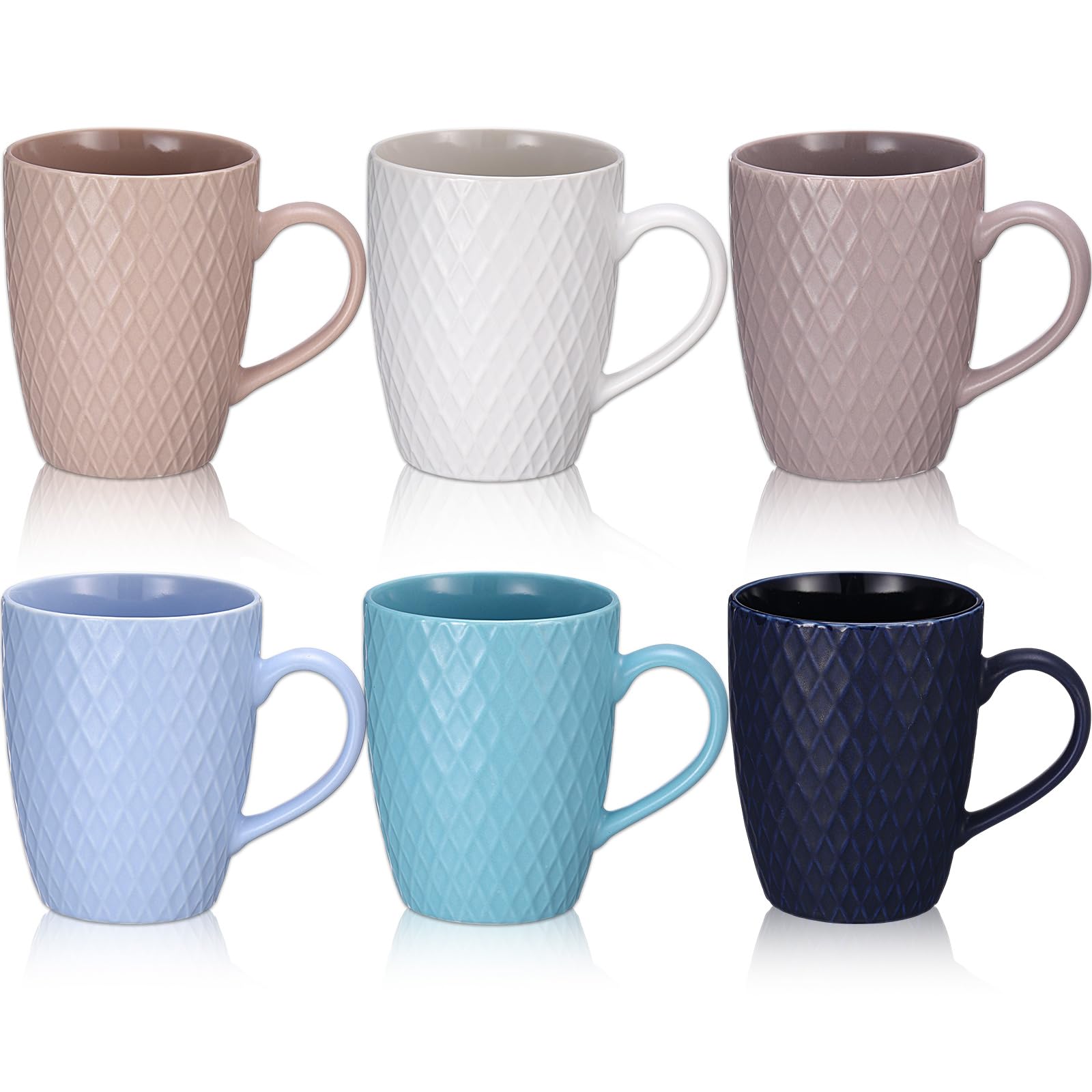 Photo 1 of Baderke Set of 6 Coffee Mugs 14 Oz Large Ceramic Porcelain Mugs for Tea Milk Hot Cocoa Multicolor