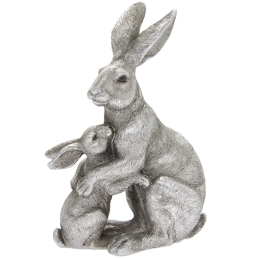 Lesser & Pavey Mother & Baby Hare Figurine 10x6x14cm From The Silver Reflections Range of Ornaments