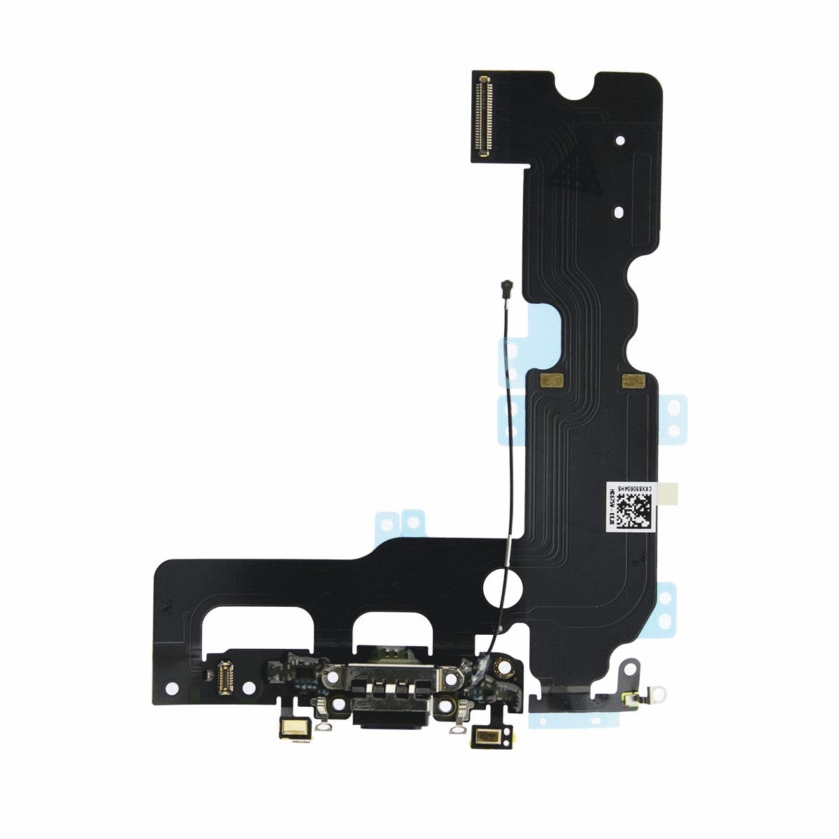 OnlyTech - Charging Connector for iPhone 7 Plus Black Flex Cable with USB Dock, Microphone and GSM Antenna