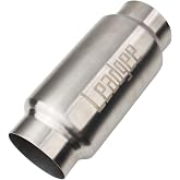 Leadgee 3" Inlet&amp;Outlet Exhaust Resonator,9" Overall Length Center Straight Through Stainless Steel Muffler,Polished