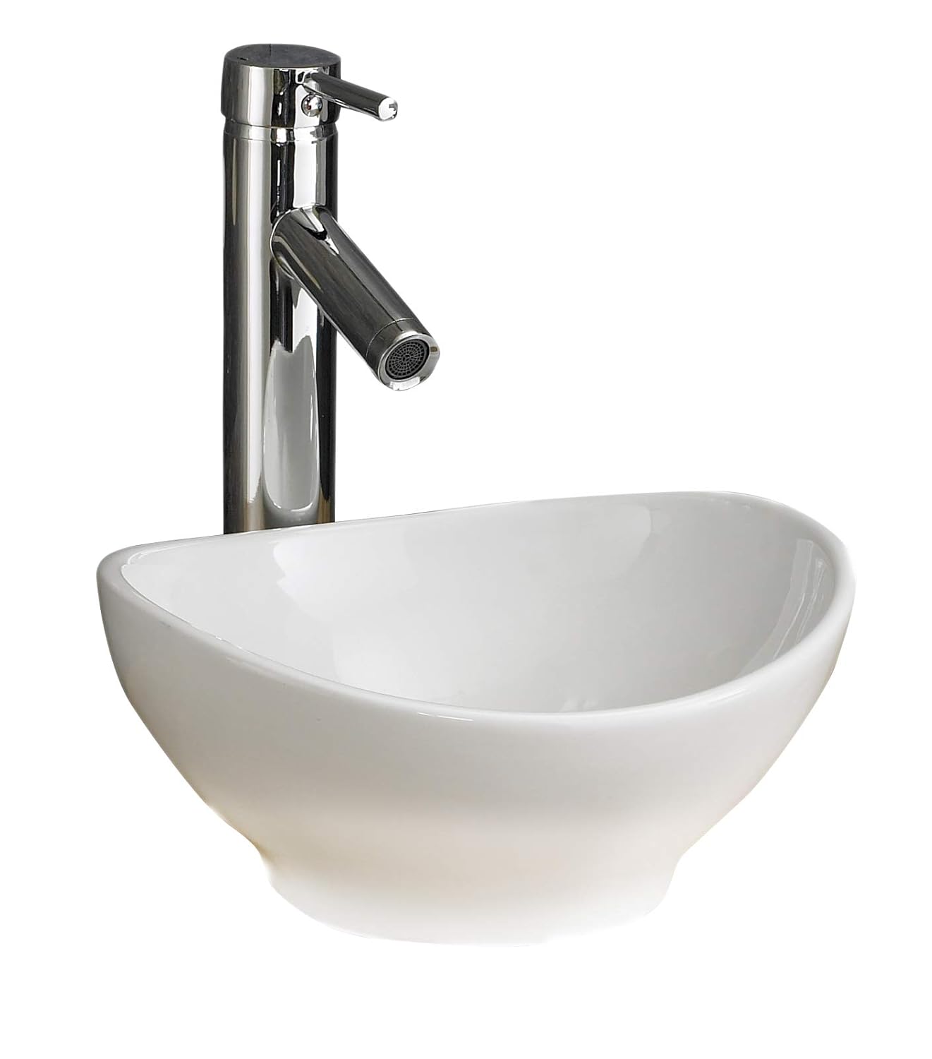 Small Narrow Freestanding Countertop Cloakroom Oval White Sink