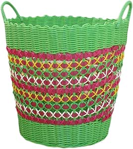 Q.AWOU Cestas de Ropa Redondas de plástico portátil de ratán Hogar