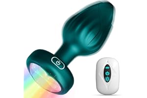 Anal Plug Adult Sex Toys - 10 Modes Vibrating Butt Plug LED Colorful Light up Remote Control for Prostate Massage, Adult, Men