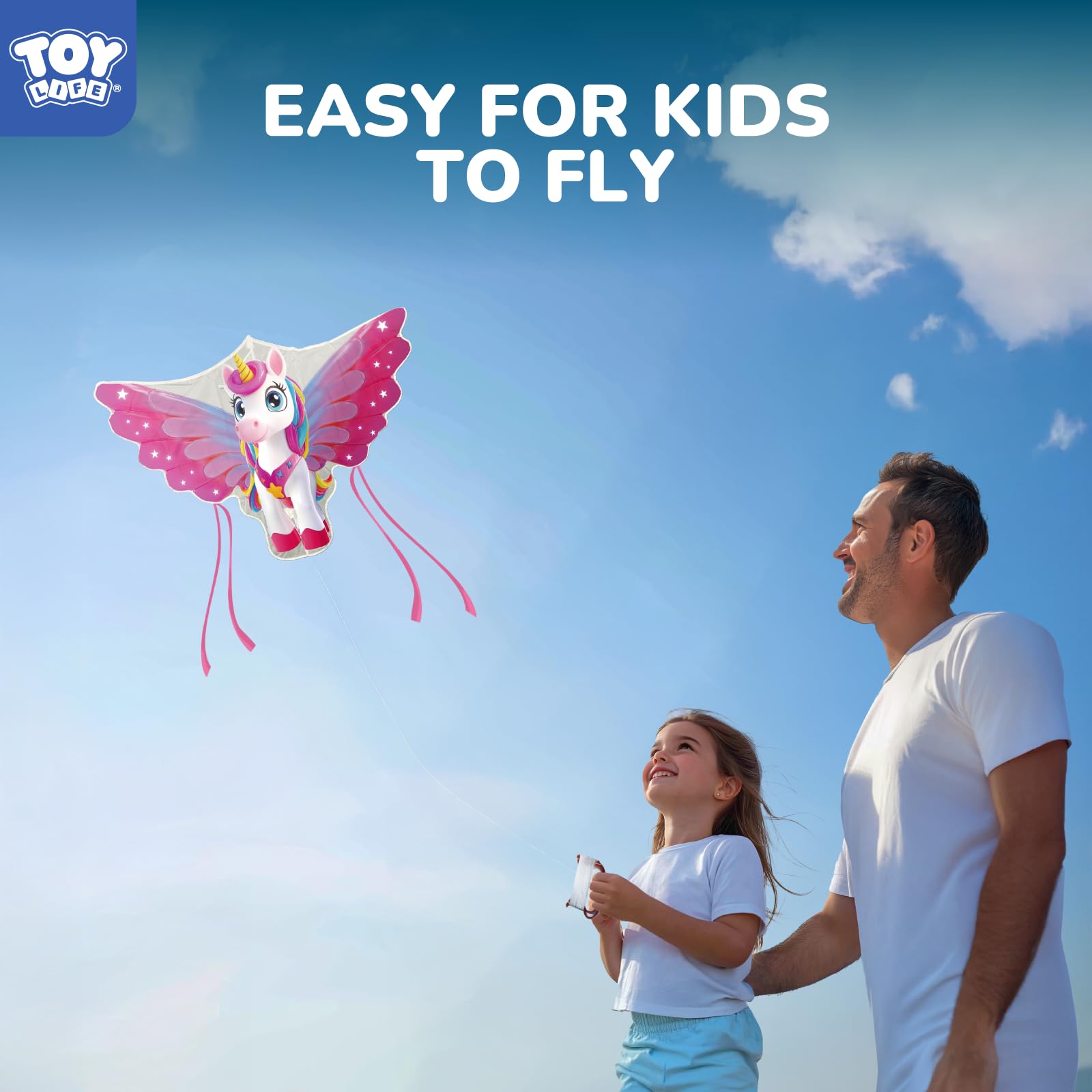 TOY Life 48.4'' Giant Girls Kites Easy to Fly for Kids Adults with 328.1 FT String, Beach Kite Outdoor Game Outside Toys Activity, Toys for Girls, Gift for Girls Ages 4-8