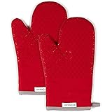 KitchenAid Asteroid Cotton Oven Mitts with Silicone Grip, Set of 2, Fire Red 2 Count