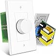 TNP Wall Mount Plate Volume Control Knob - 300W Flush in Wall Volume Control for Speakers Stereo TV - Audio and Video Compatibility Rotary Style Knob White